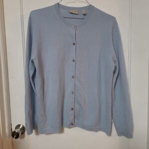 Nordstrom Blue Cashmere Crewneck Sweater Cardigan